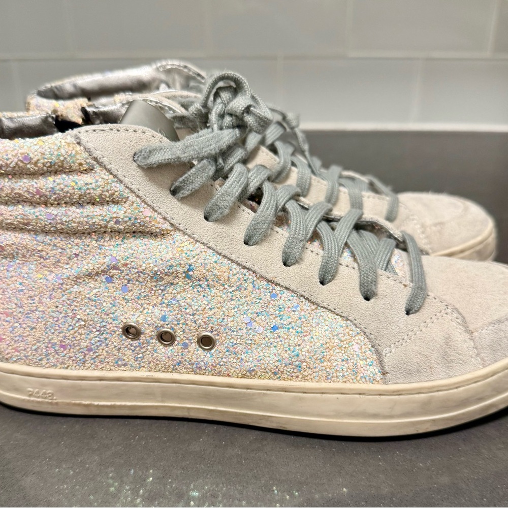 P448 Women’s size 37 Sparkling High-Top Sneakers w Golden Goose BN insoles